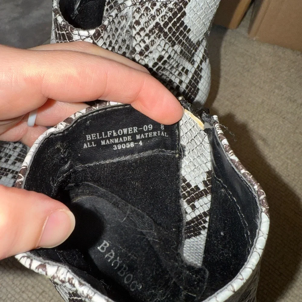 Bamboo Snakeskin Ankle Booties. Like new condition (worn once). Size 8